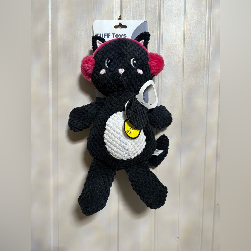 Jmle Tuff Black Cat  Very Durable Dog Toy With Squeaker 12”